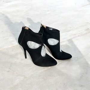 Aquazzura "Sexy Thing" Cut Out Ankle Suede 4" Heels Size 37